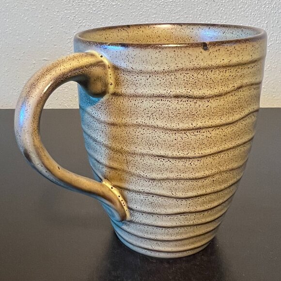222 Fifth Other - 222 FIFTH Studio Khaki Stoneware Mug ~ Sedimentary Rock Stratum Pattern